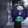 Paraplu Kosmos Ruimte Planeet Ballon Creatieve Paraplu Regen Vrouwen Automatisch Drie Opvouwbare Winddichte Parasol Parapluie