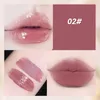 Lipgloss 1PC Pfirsichrosa Spiegelglasur Doppelkopf Wasser Lichttönung Wasserdicht Matt Flüssiger Lippenstift Make-up Kosmetik