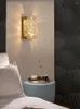 Vägglampa guld krom lyxkristall för vardagsrum sovrum nordisk heminredning bakgrundslampor konst lanthus el ligh