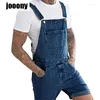 Jeans masculin vintage denim court saut à saut de combinaison masculine pantalon streetwear streetwear d'été avec poche décontractée