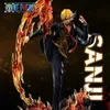 Anime Manga One Piece Series Anime Figure Flame Leg Sanji Högkvalitativa figurer Fans Fans Insamling Statiska modell Födelsedagspresenter för barnleksaker L230717