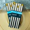 Pauzinhos 5 pares Japonês Chinês Branco Sushi Sticks Reutilizáveis Conjunto Coreano Liga de Metal Utensílios de Mesa Palillos Chino