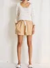 Women's Shorts 2023 Summer Cotton And Linen Loose Lace-up Rat Grey Wheat Straw Women Top Quality