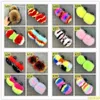 Slippers Kids Fur Slides Эластичные ремешки с плоскими тапочками Дети плюшевые еноты сандалии мех повседневные помещные тапочки для девочек пушистые пушистые туфли L230717