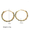 Hoop Earrings Minar Vintage Multicolor Natural Stone Strand For Women 18K Gold Plating Stainless Steel Big Round Circle Earring