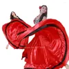 Desgaste de la etapa Satén Suave Tallas grandes Falda flamenca Festival tradicional de corridas de toros españolas Mujeres gitanas Chica Danza del vientre.