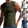 Hommes débardeurs musculation gilet bouton décolleté 3D coupe sueur absorbant couleur Pure mince hommes T-shirt Streetwear