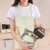 Cute Cartoon Cat Kitty Pattern Apron Antifouling Oil Proof Sleeveless Aprons for Women Household Cleaning Cooking Accessories L230620