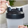 Vattenflaskor Portable Sport Shaker Bottle Juice Milkshake Protein Powder Läcksäker Mixing Shake Cup med bollar BPA Fitness Drinkwar Dhtqw