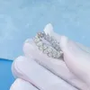 Cluster Rings Hiphop Marquise Cut Iced Moissanite Eternity Ring Sward Band 925 Стерлинговое серебро лаборатории обручальное обручальное платина