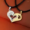 Pendant Necklaces Mens Stainless Steel Chain Black Heart Love For Couples With CZ Korean Ladies Trendy Paired Pendants Model