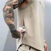 Мужские майки -топы бренда тренажерный зал Stringer Top Men Men Bodybuilding Clothing Cotton Drube Shirt Man Fitness Vest Singlet Sportwear Trabout Tracktop 230717