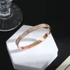 Bracelet jonc micro pavé de zircon blanc de conception de luxe pour cadeau de femme