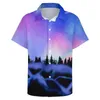 Chemises décontractées pour hommes Northern Sky Print Shirt Dreamy Lights Beach Loose Summer Street Style Blouses Manches courtes Graphic Oversize Tops