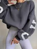 Kvinnors hoodies combhasaki kvinnor y2k grunge lös tröja tröjor bokstäver tryck avslappnad förtjockad långärmad topps huvtröja