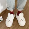 2022 Pantofole animali di peluche carine Donne Lovely Bunny Rabbit Slides Pantofole da camera da letto al coperto Pantofole morbide pelose con suola morbida L230704