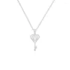 Pendant Necklaces Lucky Love Heart Key Nimble Zircon Mother's Day Chain Necklace Woman Girl Wedding Blessing Gift Jewelry