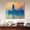 The Houses of Parliament Sunset Hand Painted Claude Monet Canvas Art Impressionist Landscape Painting for Modern Home Decor