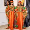 Casual klänningar 2023 långärmad rund hals tryckt afrikanska etniska kläder stor svängklänning chiffong rhinestone digital tryck inner kjol