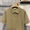 T-shirts pour hommes de haute qualité Tops en tricot Hommes Mode Couleur pure à manches courtes Élastique Plaid Tricot Polos Été Hommes Loisirs Bouton Revers Chemise L230715