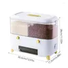 저장 병 쌀 버킷 휴대용 이중 레이어 곡물 상자 그리드 디자인 드라이 음식 디스펜서 자동 방수 용기