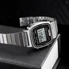 Wristwatches SKMEI 1252 Women's Watch Mesh Belt Stainless Steel Square Adujustable Strap Waterproof Digital Watches For Women