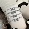 Chevilles femmes hommes 111 à 999 numéro de cheville en acier inoxydable gol argent couleur cristal chaîne bracelet de cheville