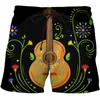 Pantaloncini da uomo Maschile Casual Stampato in 3D Stile estivo Manica corta Strumento musicale Chitarra Modello Serie Costume da bagno divertente ad asciugatura rapida