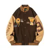 Men's Jackets Y Letter Embroidery Varsity Baseball Bomber Jacket Men Hip Hop Brown Spring Autumn Women College Coats Oversize Harajuku