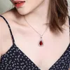 Collane con ciondolo LEEKER Waterdrop Rosso Verde Blu Cubic Zirconia Collana in acciaio inossidabile per le donne Sier Color Choker Catena di gioielli 968