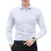 Camicie eleganti da uomo 2023 Moda Tinta unita Cardigan semplice Camicia a maniche lunghe Gioventù Cotone traspirante professionale non stirabile