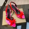 Papillon da donna sandali con tacco alto slim in raso velluto cinturino alla caviglia sandali a fascia stretta tacchi da sera scarpe a punta scarpe da donna di lusso firmate da festa