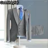 Herrenanzüge Gwenhwyfar Mode Rot Western Slim Fit Revers Party Hochzeit Bräutigam Mann 3-teiliges Set (Blazer Weste Hosen)