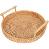 Dinnerware Sets Ring Disk Storage Tray Wicker Serving Bread Charcuterie Handles Rattan Woven Basket