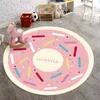 Mattor Cartoon Donut Children's Living Room Round Mattor och golvmatta Girl's Bedroom Headboard Pink Ring Non-Slip Floor Mat R230717