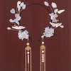 Antique hanfu headdress tassel step shake hair hoop super silk flower crown hair accessories L230704