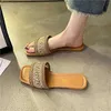 Slippers Sandals for Women 2023 New To Weave Boho Style Sandals Female Square Toe Flat Sandals Casual Summer Slippers for Women L230717