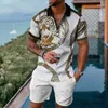 Men's Tracksuits Summer Tracksuit Polo Shirt Shorts Suit Fashion Trend 2 Pieces Set Business 3D Print Outfit Male Casual Clothing