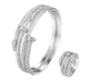 Hochzeit Schmuck Sets Klassische Mode Doppel Nagel Armband Ring Kupfer Zirkon Afrikanische Party Prom Dame Geschenk B0781 230717