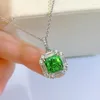 Chaînes 2023 Argent 925 Plaqué Or 2 Diamants Frais Et Beau Collier Vert Taille Émeraude