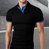 Polos męski 2023 Summer Casual Short-Sleeved Polo Shirt Office Fashion Lapel T-shirt mężczyzn oddychających sportowe topy fitness