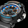Armbandsur Mark Fairwhale Men's Watch Electronic Movement Wristwatch Timer Double Display Multifunktionella vattentäta klockor för män 4350