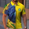 Men's Polos Polo Shirt 3d Brazil Flag Printed High-Quality Clothing Summer Casual Short Sleeved Loose Oversized Blouse