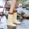 Sapatos sociais primavera solado grosso botas de chuva cano alto casal acampamento ao ar livre vadear boca rio acima trabalho pesca 2306715