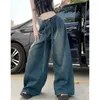 Women's Jeans Igh Waisted Woman Street Harajuku Vintage Washed And Old Baggy Women Clothing Casual Wide Leg Pants