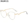 Sonnenbrille Swanwick Retro Cat Eye Rahmen Anti Blaulicht Brille Frauen Metall Optische Linse Brille Grün Lila Gold Modestil Weiblich