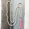 Hanger Kettingen 108 Steen Roze Aventurijn Mala Ketting 8mm Kralen Handgeknoopte Collier Femme Boho Kwastje Sieraden Voor Vrouwen meisje