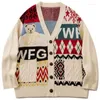 男性用セーター日本語スタイルのベア刺繍カーディガンセーター