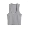 Vrouwen Tanks U-hals Brede Rand Vesten 2023 Zomer Mode Sexy Crop Tops Sling Vest Camis