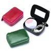 Cosmetic Bags Mini Leather Mouth Red Bag With Mirror Cowhide Data Cable Headset Female Jewelry Box Coin